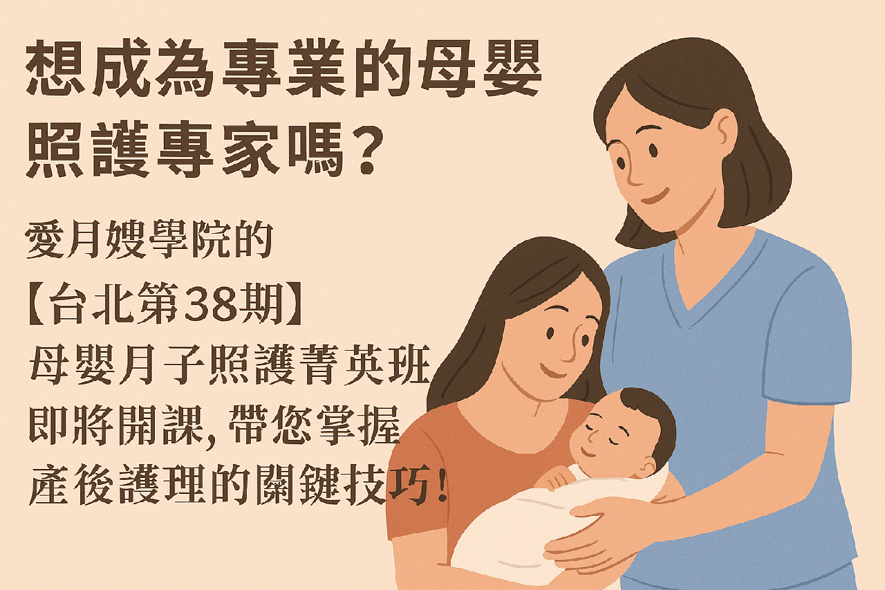 想成為專業的母嬰照護專家嗎？台北第38期母嬰月子照護菁英密集班熱烈招生中！
