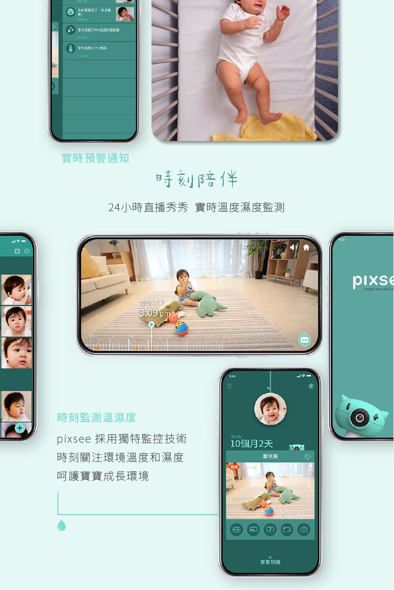 Pixsee Play and Friends 1080P 500萬畫素AI智慧寶寶攝影機/監視器