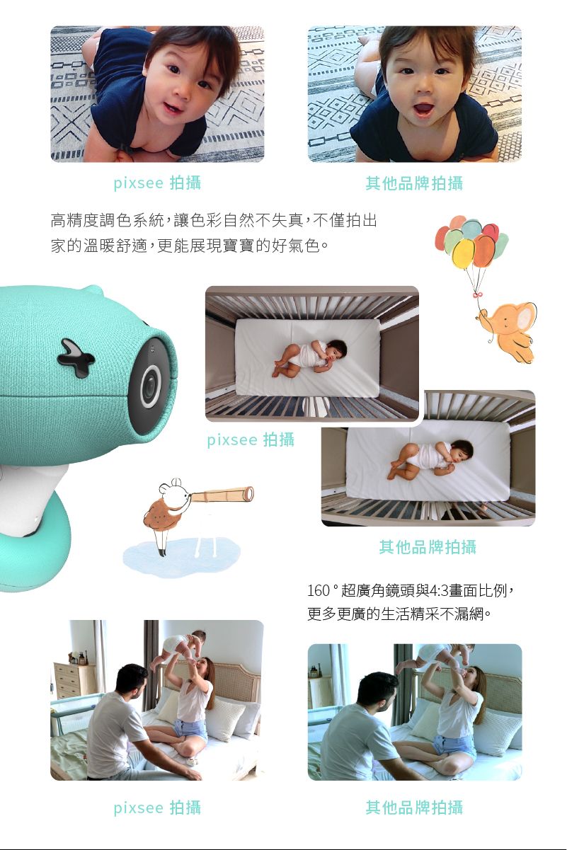 Pixsee Play and Friends 1080P 500萬畫素AI智慧寶寶攝影機/監視器